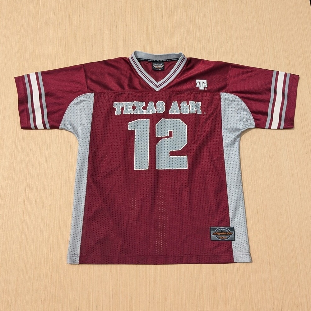 Texas A&M Aggies Jersey Maroon Grey Playmaker 12th Man Football Large Vintage